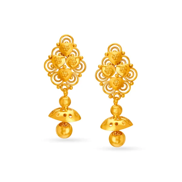 Buy 22K Yellow Gold Drop Dangle Earrings Hand Made Gold Indian Online in  India  Etsy